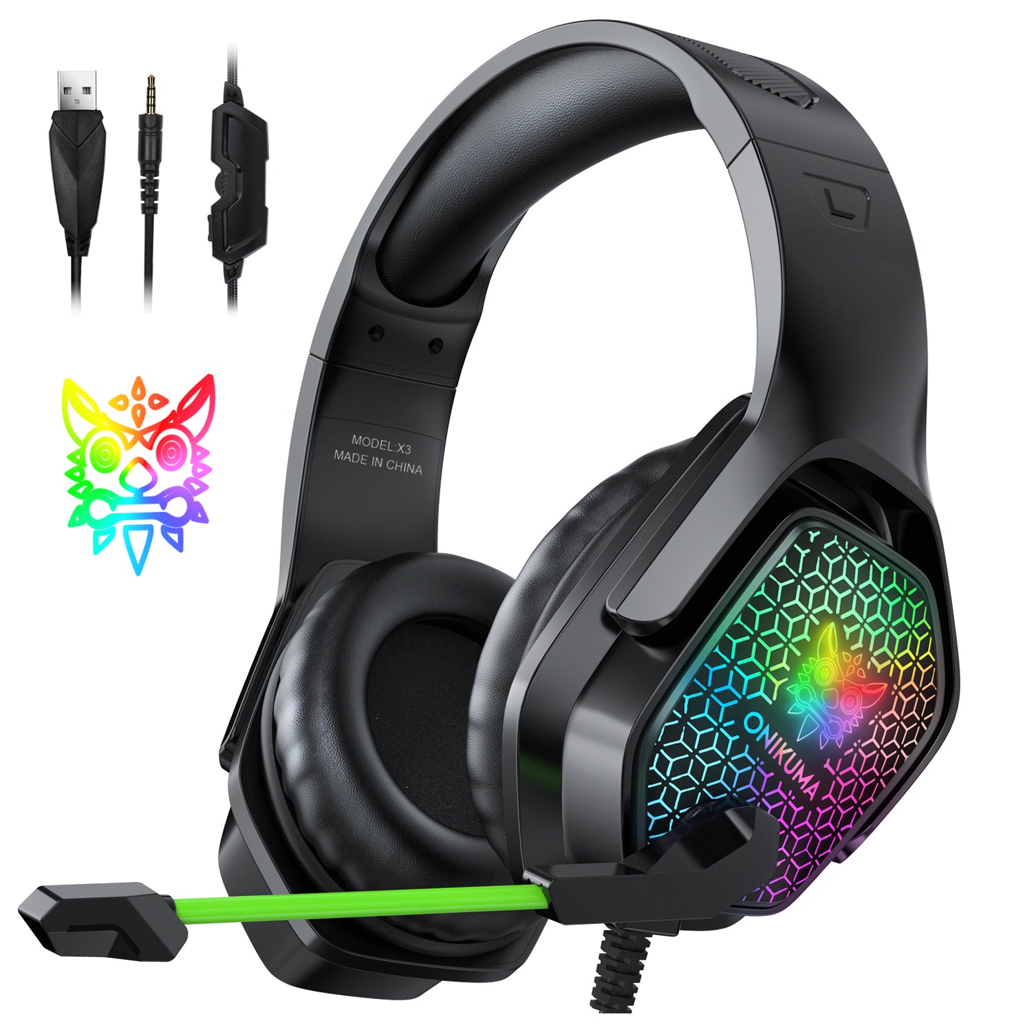 Gaming Headset ONIKUMA X3 Ultralight Over-Ear Gamer Headphones for Xbox One, PS5, Nintendo Switch, PC, Laptop, Mobile