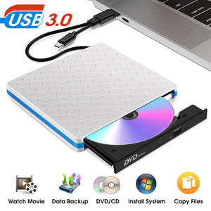 Doosl External DVD Drive, USB 3.0 Type-C External Portable CD/DVD+/-RW Drive/DVD Player for Laptop, CD Burner Compatible with Desktop PC Windows, Linux, OS Apple, Mac