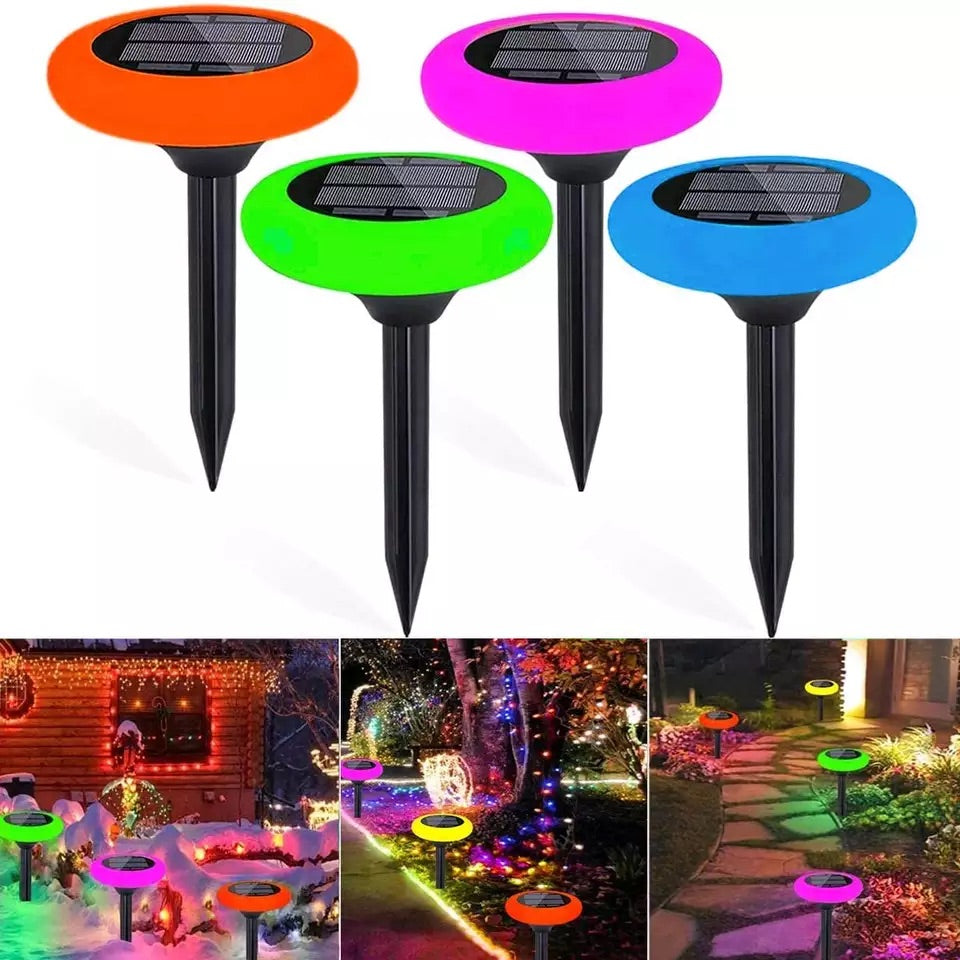 Solar Garden Lights, 7 Color Solar Path Lights, Solar Walkway Lights Outdoor, Solar Pathway Lights Outdoor Waterproof for Garden, Patio Yard Landscape Pathway and Driveway, 4Pack, J74