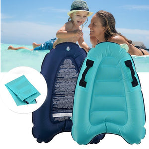 Outdoor Swimming Inflatable Surfboard, Portable Lightweight Inflatable Surfing Body Board with Handles (Teal&Dark Blue)