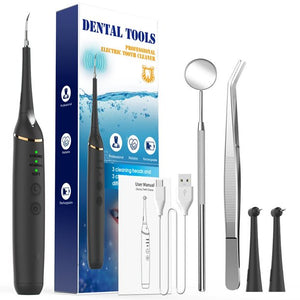 Home Rechargable Vibrition Sonic Dental Scaler,Tooth Calculus Remover Tooth Stains Tartar Cleaner Tool Whiten Teeth(Black)