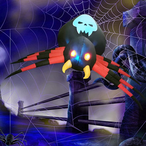 Spider Halloween Decoration Inflatable Outdoor Big Spider with LED Light Up Eyes for Holiday Party Yard Garden