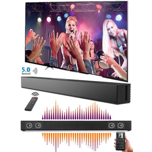 Doosl 40W Sound Bar with 4 Built-in Subwoofers, 23-Inch Wireless TV Speaker with Remote, Bluetooth 5.0 Soundbar for Home Audio & Theater, BS-18, Black
