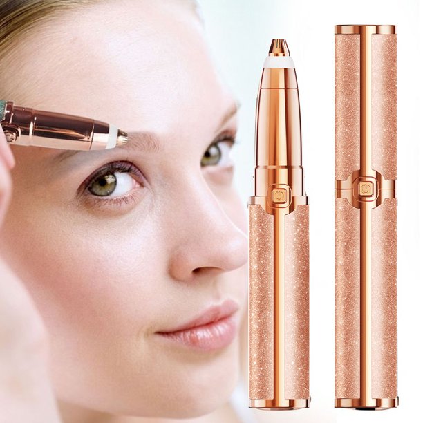 Eyebrow Trimmer for Women, Rechargeable Hair Cutter Eyebrow Razor Tool Mini Facial Hair Remover with LED Light