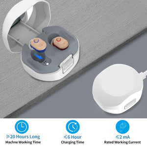Doosl Hearing Aids with Portable Charging Case, Rechargeable Hearing Amplifiers for Both Ears, Noise Reduction, Volume Adjustable, In-Ear Hearing Devices for Seniors and Adults