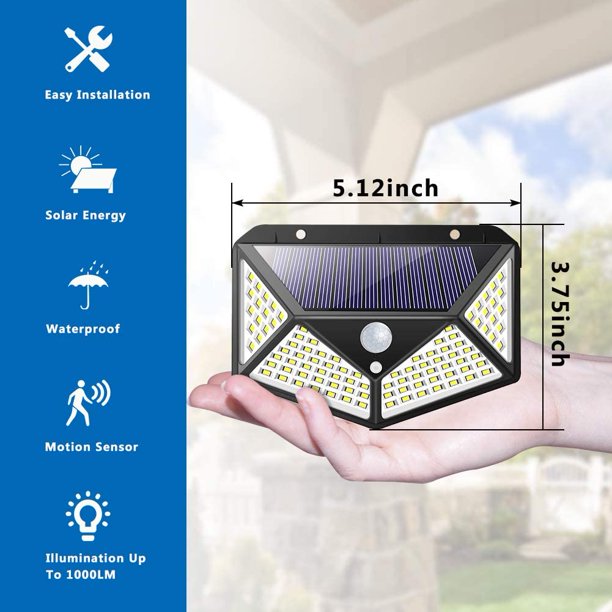 Outdoor Solar Lights, 3 Modes Wireless IP65 Waterproof Heatproof Solar Motion Sensor Lights Security Lights for Porch Garden, Patio, Fence, 2 Packs