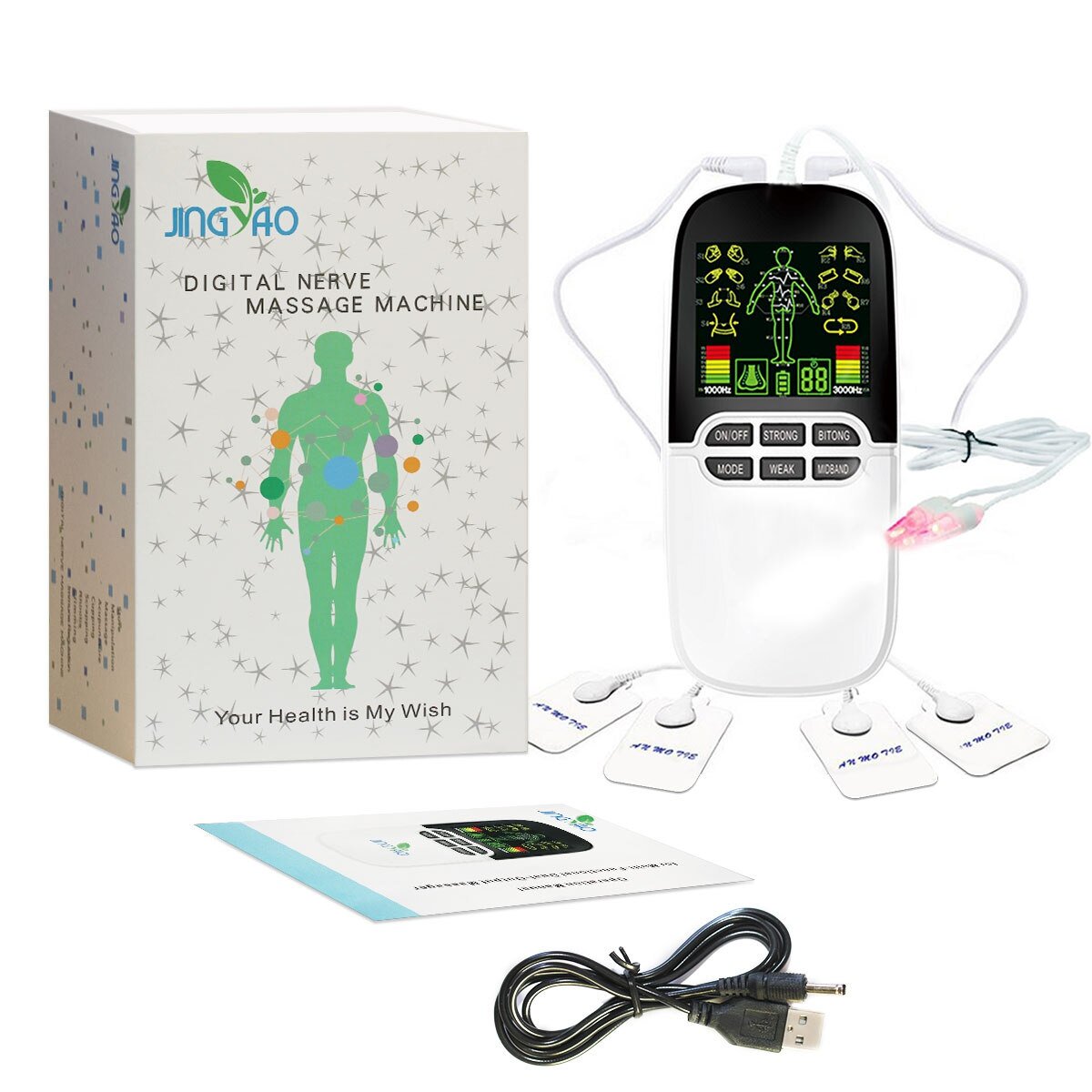 TENS Unit Muscle Stimulator for Pain Relief Therapy, Dual Channels Electronic Pulse Massager EMS Deivce with 4 Electrode Pads