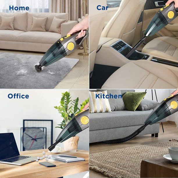 Cordless Car Vacuum Cleaner, 8KPA High Power Wet and Dry Handheld Vacuum Cleaner with Portable Quick Charge and Washable HEPA Filter for Home Car