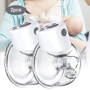 2PCS Breast Pump,Wearable Breast Pump,Electric Hands Free Breast Pumps with  2 Modes,9 Levels,LCD Display,Memory Function Rechargeable Double Milk