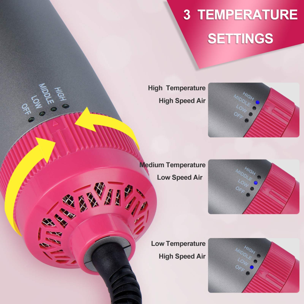 Hair Dryer Brush Hair Volumizer And Dryer One Step Multifunctional Hot Air Brush with 4 Brush Head for Straightening Curling Salon