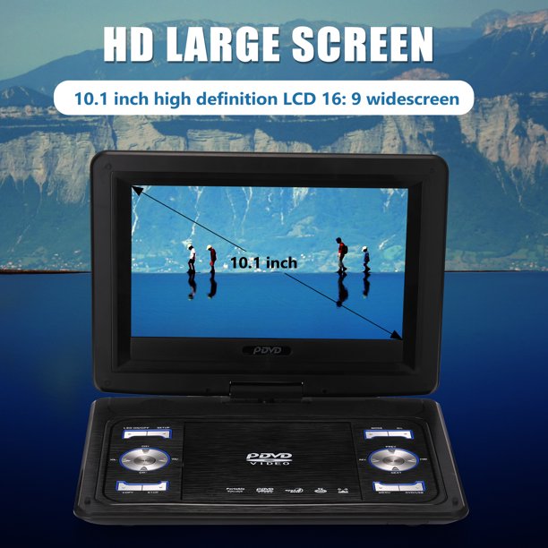Portable DVD Player with 10.2" HD Swivel Screen for Car Black