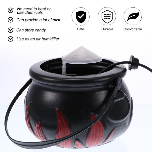Halloween Smoke Machine with 12 LED Color Changing Cauldron Shape Witch Pot with Mist Maker Fogger Holiday Party Witch Jar Decoration Prop