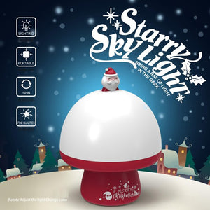 Christmas Santa Night Light for Kids with 6 Themes Xmas Tree Santa Snowman USB Rechargeable Rotatable Projection Color Changing Music Night Light for Child Birthday Gift Party Bedroom