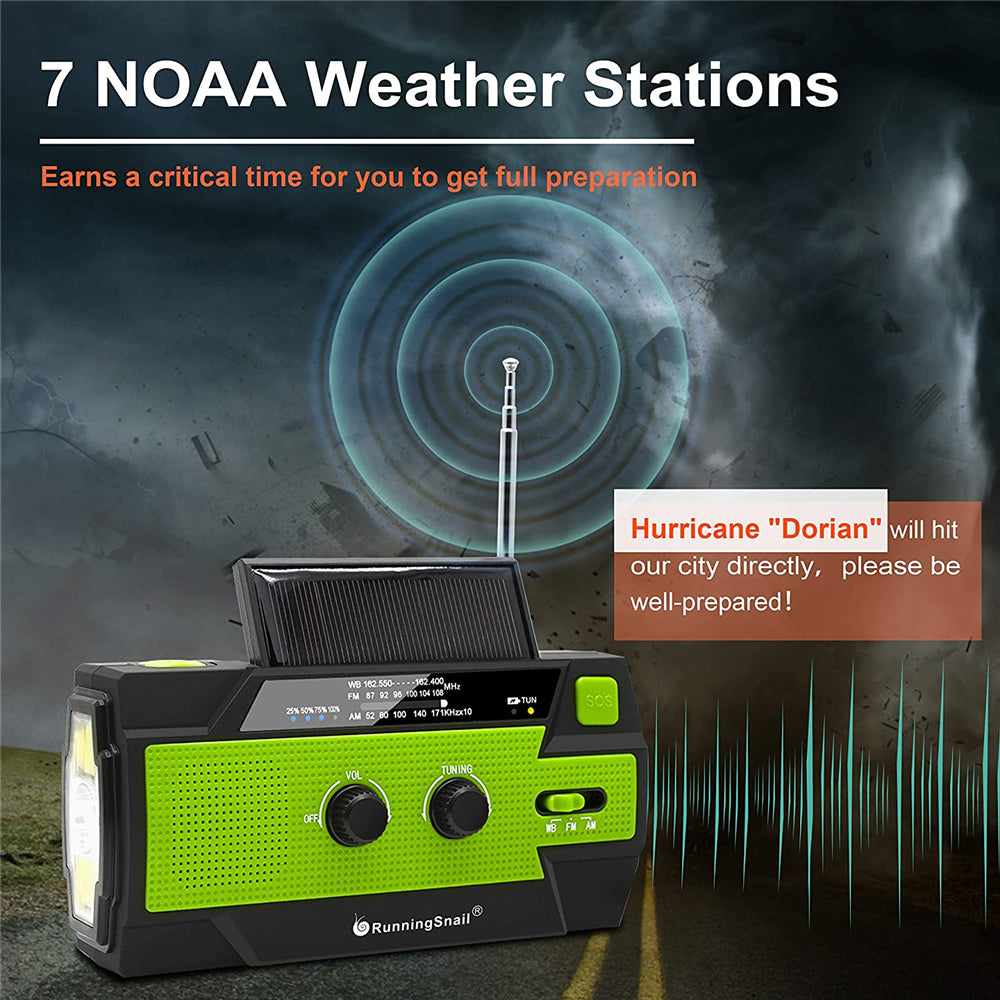 Vinmall Emergency Radio Weather, AM/FM/NOAA solar radio4000MAh Mobile Power with Flashlight Home Radio, SOS Alarm crank radio