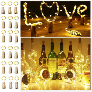 Wine Bottle Lights with Cork, 6.6ft 20 LED Battery Operated String Lights, Warm White Decorative Fairy Lights, Mini Copper Wire Lights for Bedroom Decor, Christmas Party Wedding Decorations, 18 Pack