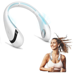 Portable Neck Fan, Hands Free Wearable Fan with 4000 mAh Battery Powered, Cooling Air Outlet Free Adjustment Fan , Personal Bladeless Cooling Fans, USB Rechargeable, for Outdoors Travel Sports, White