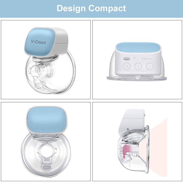 Vinmall Hands-Free Breast Pump, Electric Portable Wearable Breast Pump , Spill-Proof Ultra-Quiet Pain-Free Breast Pump With 2 Mode And 5 Levels, Blue, 0.94inch And1.06inch Flange, J341