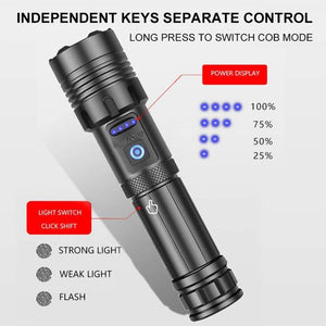 90000 Lumens Powerful Flashlight, Laighter USB Rechargeable Waterproof XHP50 Searchlight Super Bright 5 Modes LED Flashlight Zoom Bar Torch for emergencies Hiking Hunting Camping