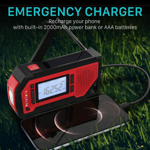 Doosl Emergency Radios, NOAA Weather Solar Radio Portable Hand Crank Flashlight Cell Phone Charge for Camping, Hiking