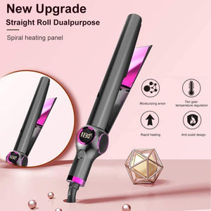 Twist Straightening Curling Iron, Ifanze 2 in 1 Straightener And Curling Flat Iron with Adjustable Temp, Long-Lasting Twist Styling Iron for All Hair Types