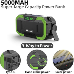 vinsic Emergency Radio, 5000mAh Hand Crank Solar Weather Radio, NOAA/AM/FM Portable Radio with LED Flashlight&Reading Lamp, USB Cell Phone Power Charger, SOS Alarm for Home, Camping&Survival