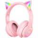 ONIKUMA Pink Cat Ears Gaming Headset Girls Wireless Stereo Headphones with Mic and LED Light for Laptop/PS4/Xbox One Controller