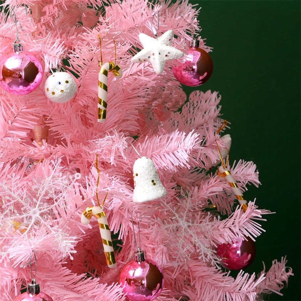7ft Artificial Christmas Tree with 900 Pine Branches, Christmas Tree Set, Sturdy Tripod , with Christmas Tree Accessories （pink）