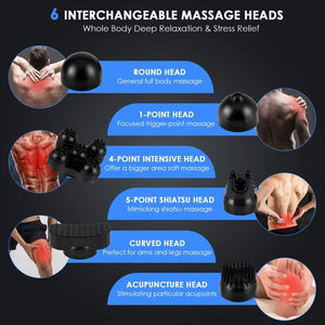 Handheld Back Massager Deep Tissue Back Massager Hand Held Massager Cordless  5 Mode with 6 Interchangeable Massage Heads for Full Body Massager for  Muscles, Neck, Shoulder, Arms, Leg, Calf, Foot