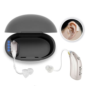 Doosl Hearing Amplifier, USB Rechargeable Digital Hearing Assistance Aid with Noise Reduction, Voice Enhancer Aids with Charging Case, Universal Fit Behind the Ear for Adults Seniors