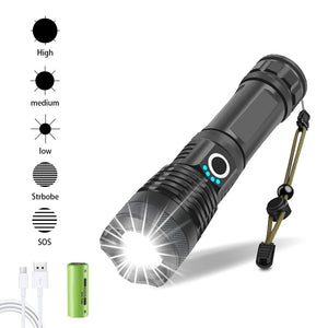 LED Flashlight, 15000 Lumens Rechargeable Waterproof Flashlight with 5 Modes for Hiking, Home,Outdoor Sport,Emergencies(Battery Included)
