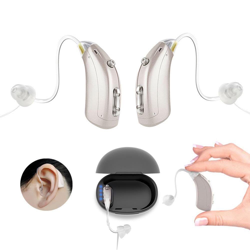 Vinmall Hearing Aids for Ears Rechargeable, Vinmall Hearing Amplifier for Seniors with Charging Case, 2 PACK Silver