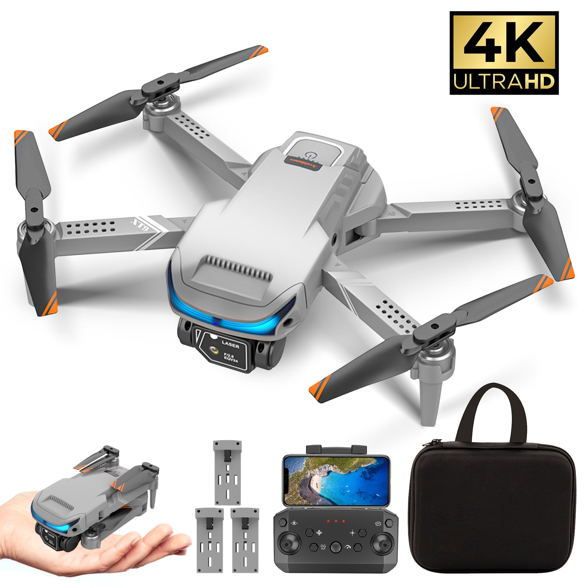 Drone with Camera for Kids, 4K HD Camera Mini Foldable Drone with FPV WiFi RC Quadcopter Gesture Control for Children Kids Beginners, Gray