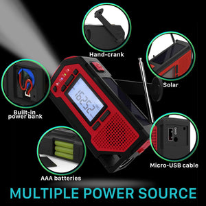 Doosl Emergency Radios, NOAA Weather Solar Radio Portable Hand Crank Flashlight Cell Phone Charge for Camping, Hiking
