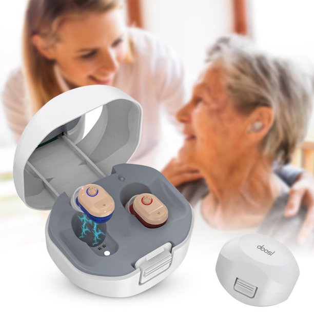 Doosl Hearing Aids Rechargeable, Noise Reduction In-Ear Digital Hearing Aids for Seniors, Enhances Speech and Audio Sound Amplifier with Portable Charging Case, Both Ears