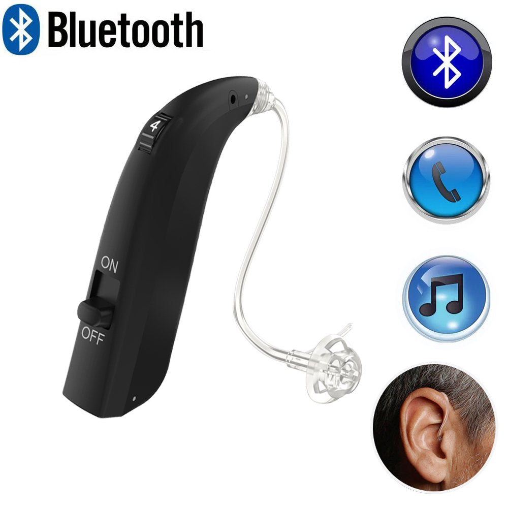 Hearing Aids for Ear with Bluetooth,Hearing Aids Rechargeable Hearing Amplifier for Adults Hearing Loss,Volume Control,Black