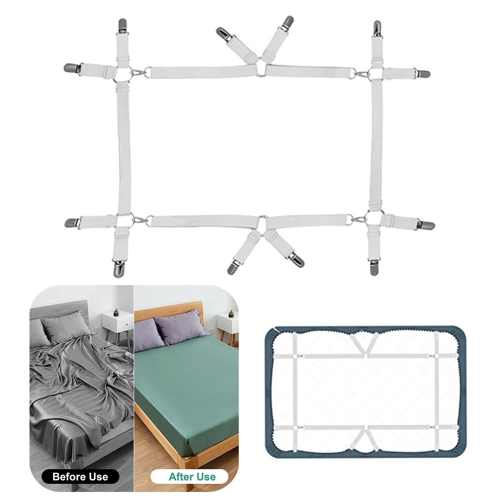 Bed Sheet Clips, iFanze Elastic Bed Sheet Holder Strap Adjustable Bed