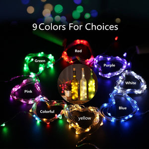 Wine Bottle Lights with Cork Christmas Lights 20 LED 18 Pack Fairy Lights Waterproof Battery Operated Cork String Lights for Jar Party Wedding Christmas Festival Bar Decoration(9 Colors)
