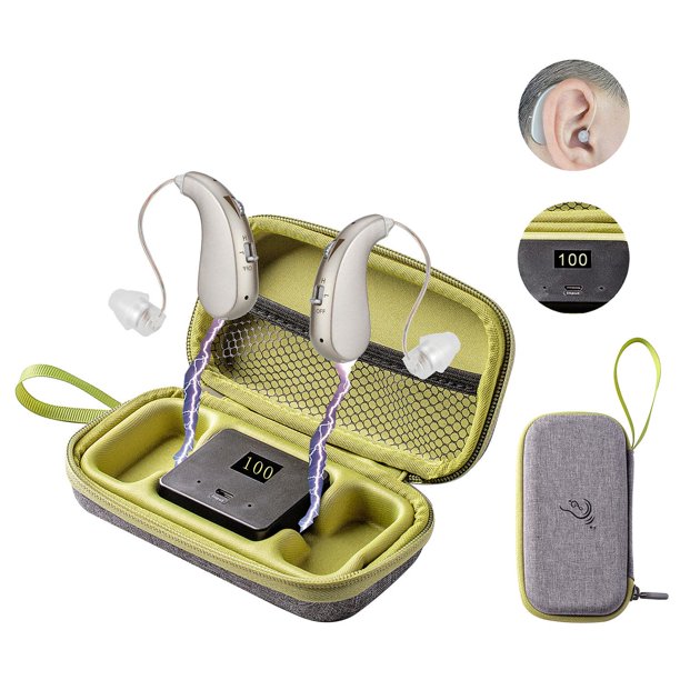 Hearing Aids, Hearing Aid for Seniors Rechargeable Hearing Amplifier with Noise Cancelling for Ears, Sound Amplifier with Digital display screen Charing Box