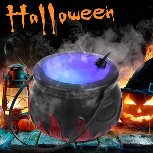 Melliful Halloween Witch Cauldron with Mist Maker 12 LED Color Light, Smoke Fog Witch Pot for Holiday Halloween Party Decor
