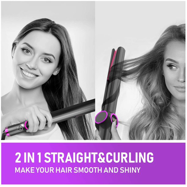 2 in 1 Hair Straightener Curling Iron, Mini Flat Iron for Hair Travel with Adjustable Temp, Hair Curler Great use for All Curling and Straightening Styling