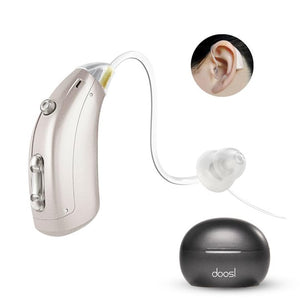 Hearing Aid Amplifier, Doosl USB Rechargeable Digital Hearing Assistance Aid with Noise Reduction, Voice Enhancer Aids with Charging Case, Universal Fit Behind the Ear for Adults Seniors