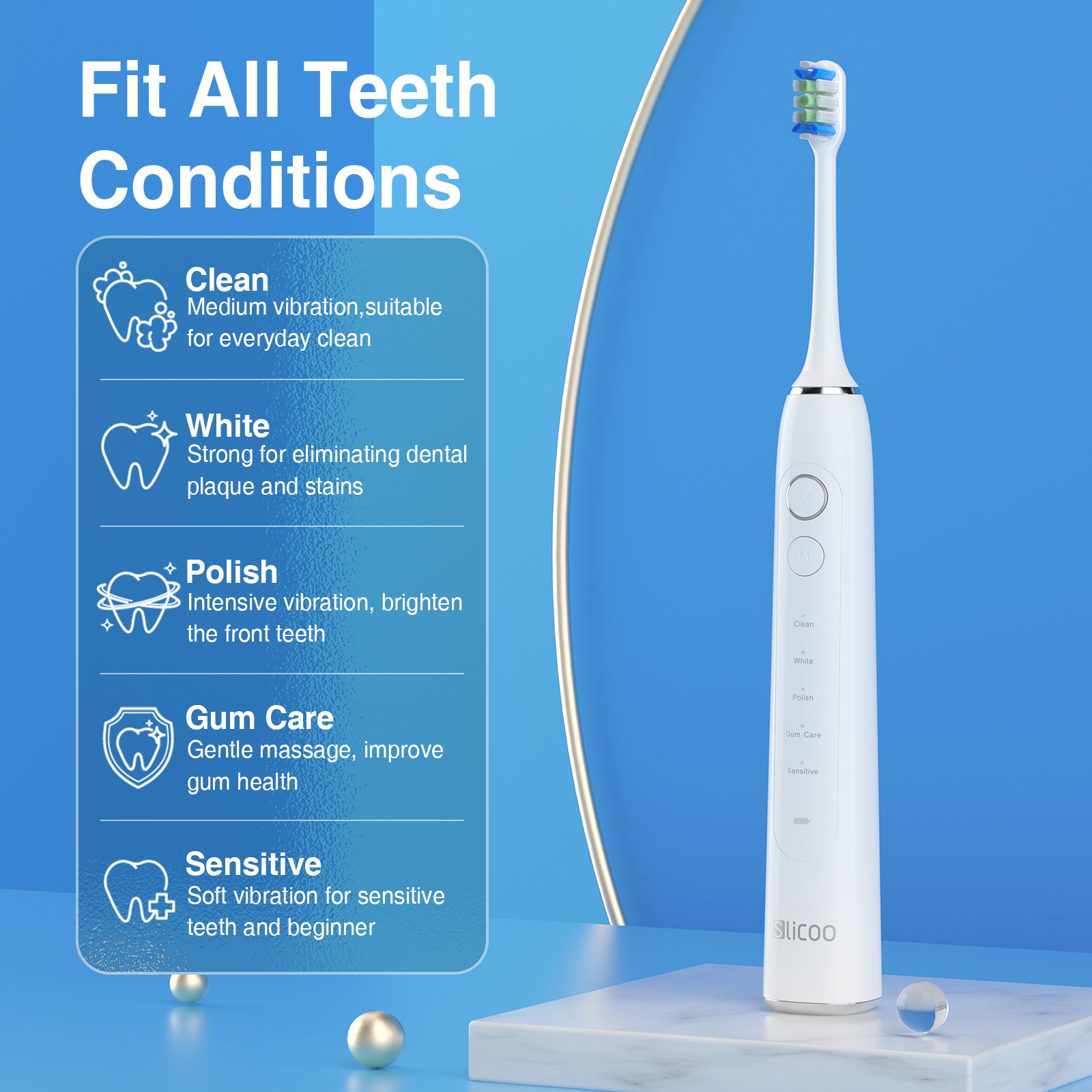 iFanze-Slicoo Ultrasonic Electric Toothbrush