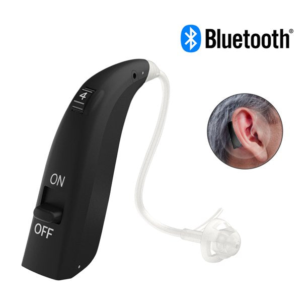 Rechargeable Bluetooth Hearing Aids, Vinmall USB Hearing Amplifier for Ears Noise Cancelling Hearing Device for Kids Adults Seniors (Black)