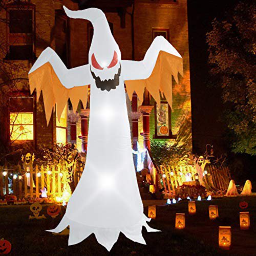 9 Foot Tall Halloween Inflatable Castle Archway with Pumpkins Spider Ghosts Cauldron LED Lights Decor Outdoor Indoor Holiday Decorations