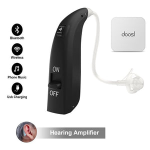 5.0 Bluetooth Rechargeable Hearing Aids for Ears, Hearing Amplifier for Seniors with Noise Cancelling for Adults Hearing Loss,Volume Control, Black
