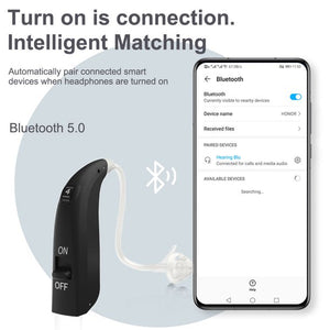 5.0 Bluetooth Rechargeable Hearing Aids for Ears, Hearing Amplifier for Seniors with Noise Cancelling for Adults Hearing Loss,Volume Control, Black