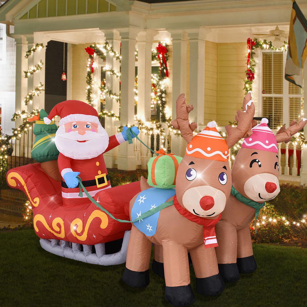 Melliful 7FT Christmas Inflatable Santa Claus Reindeer 4 Stack Christm ...