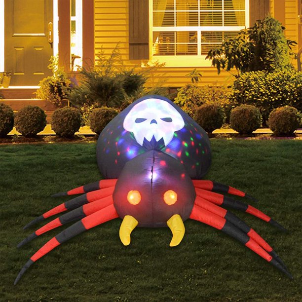 Vinmall 6 Ft Long Halloween Inflatables Spider Decorations with LED Lights