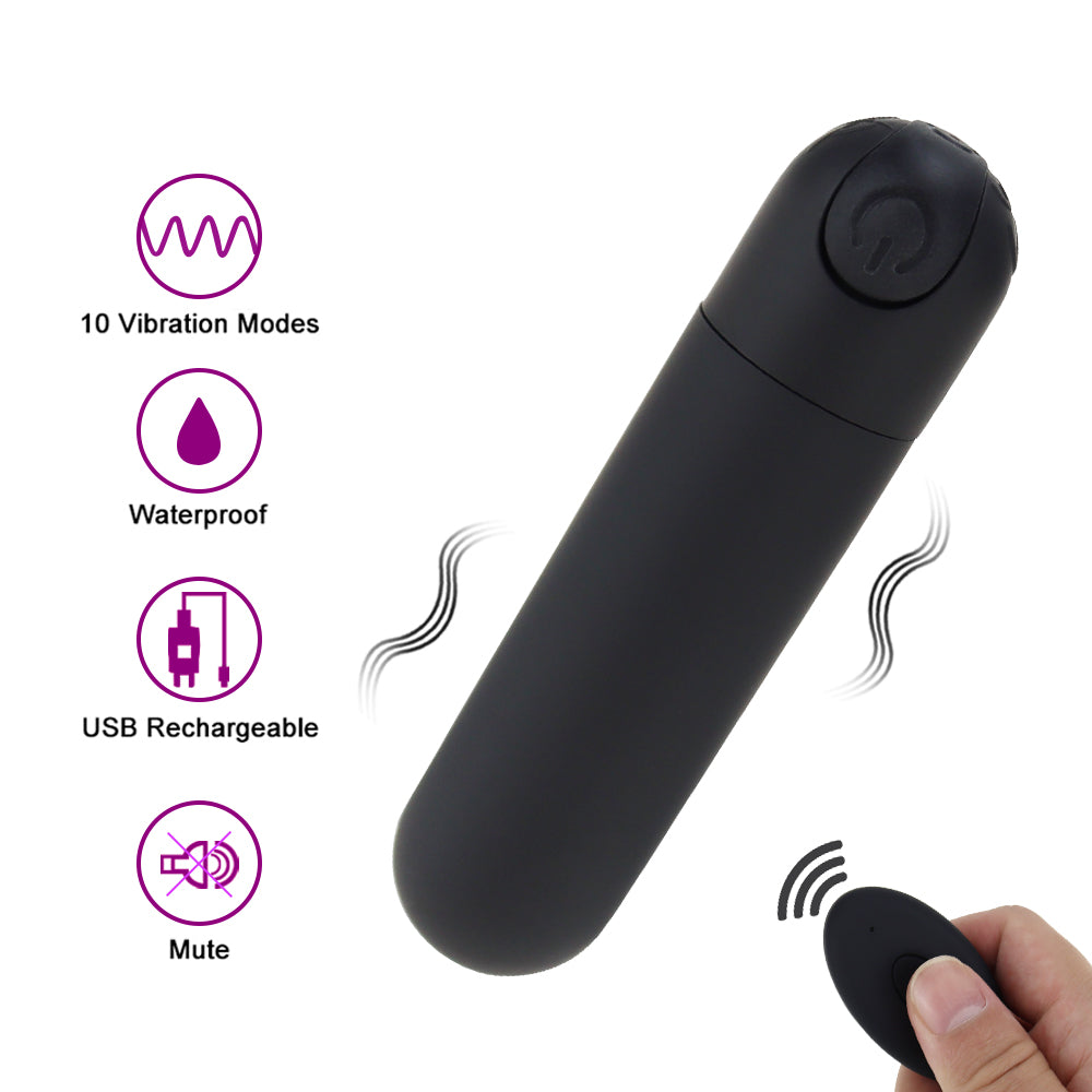 VESSTT Rechargeable Bullet Vibrator and Adult Toys for Clitoral G-Spot Stimulation with 10 Vibration Modes, Portable Waterproof Mini Vaginal Anal Massager Adult Toys for Women/Men(Black)