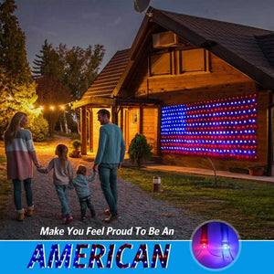 LAIGHTER American Flag Patriotic Lights, 390 LEDs Flag Net Lights, Outdoor Lighted USA Flag Light String Waterproof Hanging Ornaments for Independence Day July 4th, National Day, Memorial Day (Plug in Power)